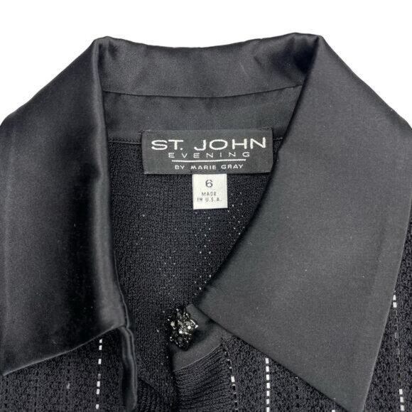 ST. JOHN COLLECTION Evening Paillette Striped Jacket Sz 6 Black - Picture 6 of 10